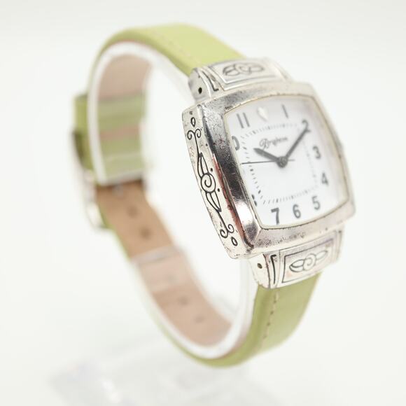 Brighton Orchard Womens 30mm Square Watch Green Leather Strap with New Battery - Picture 7 of 13
